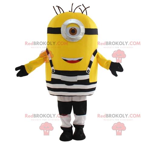 Minions Costume Dressed In Black And White Overalls Specialty