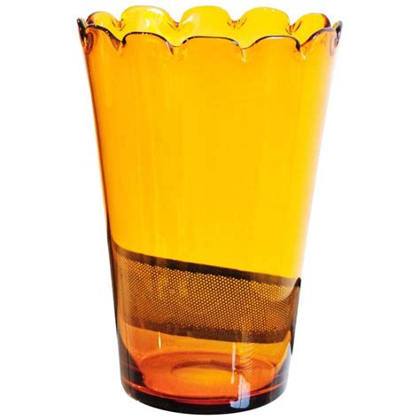 Tall Translucent Orange Glass Vase At 1stdibs