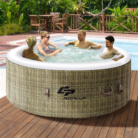 Costway Goplus 4 Person Inflatable Hot Tub Outdoor Jets