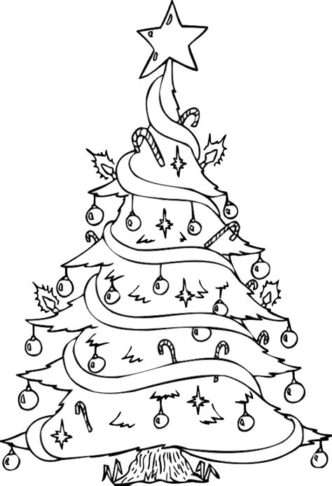 christmas tree coloring page fully decorated xmas tree