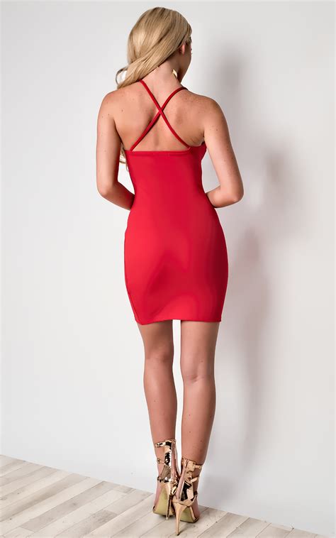 Sara Strappy Mini Dress In Red Ikrush