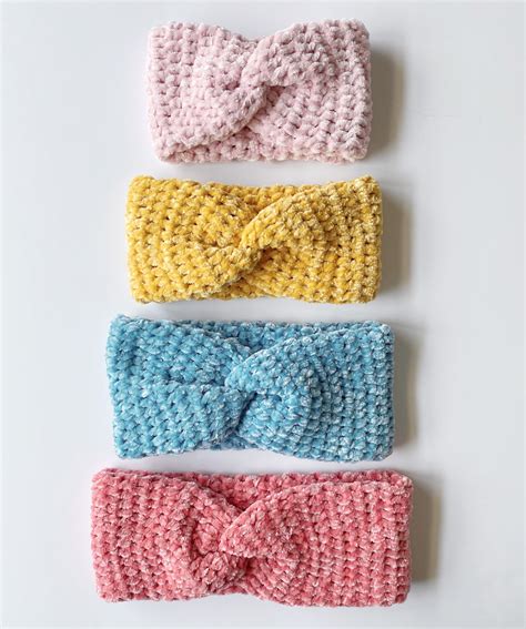 colorful crochet velvet twist headbands daisy farm crafts