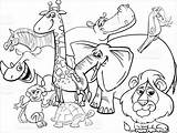 Safari Selva Animais Kolorowanki Coloringbay Kreskówka Zwierzęta Colouring A4 Getdrawings sketch template