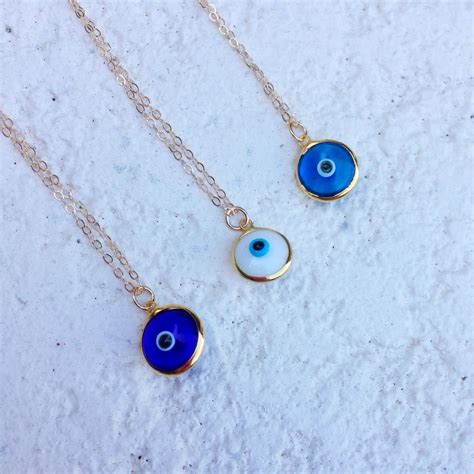 necklace pendant watch tiny mini cobalt blue evil eye bead sterling