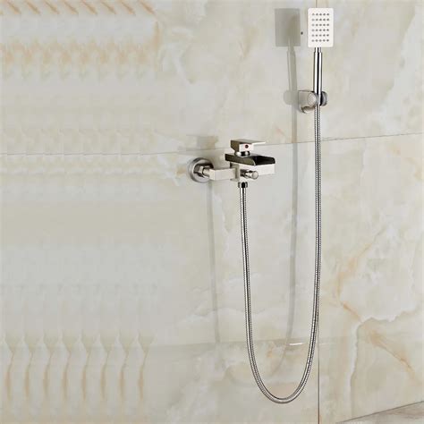 newly wall mounted brushed nickle bathtub faucet  brass hand sprayer shower tub mixer faucet