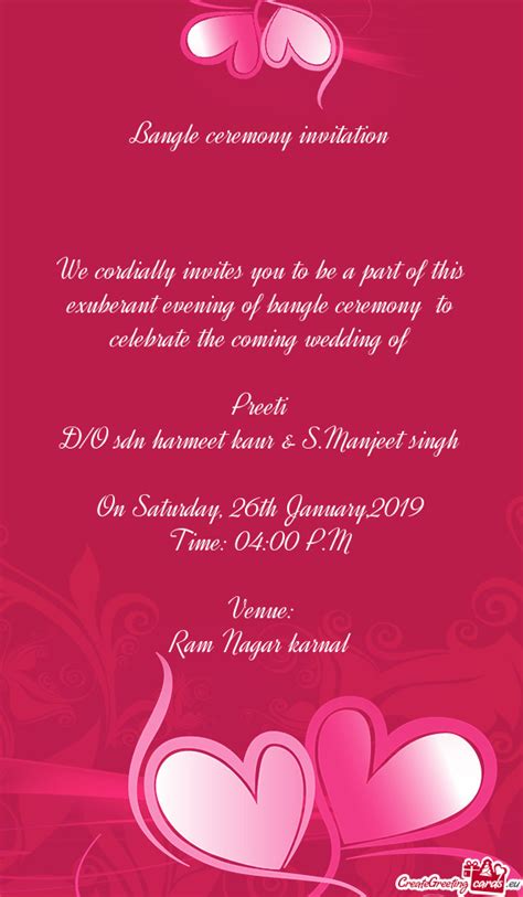 bangle ceremony invitation  cards
