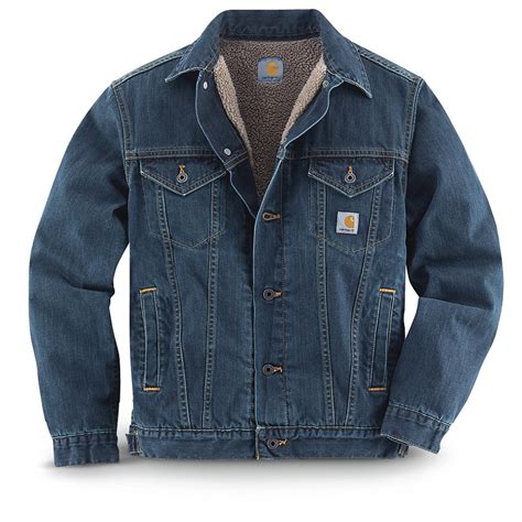 carhartt sherpa lined denim jean jacket authentic blue 228001