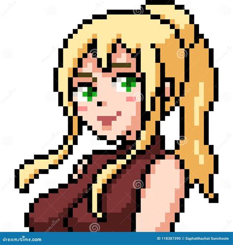 Vector Pixel Art Anime Girl Stock Vector Illustration Of Icon