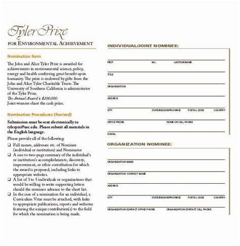 employee recognition nomination form template   employee award