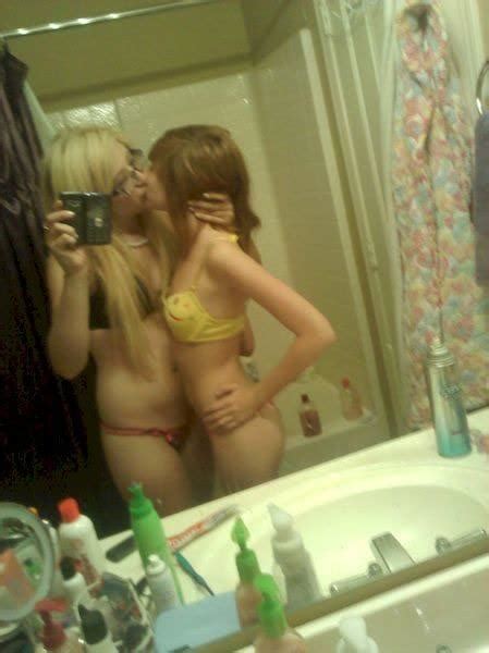 hot lesbian college coeds take selfies together coed cherry