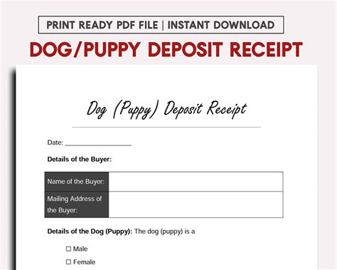 puppy deposit contract pet deposit receipt template puppy etsy israel