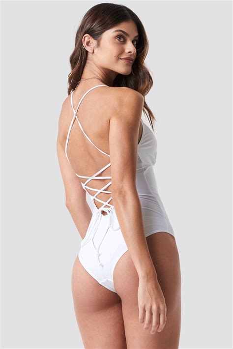 The Lacing Back Swimsuit By Na Kd Swim Features A Stretchy Fabric A V