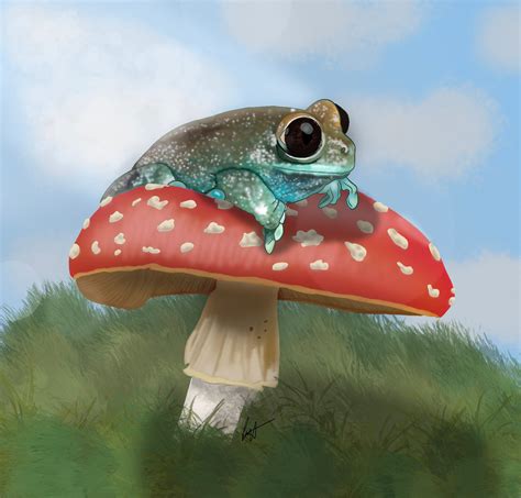 frog  mushroom digital print home decor wall art art etsy