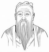 Confucius Confucio Ritratto Nella sketch template