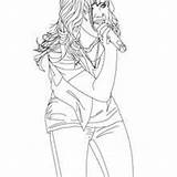 Demi Lovato Coloring Pages Famous Hellokids Stage sketch template