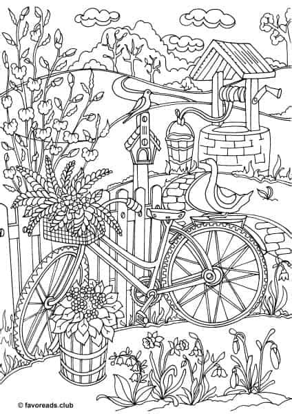adult coloring pages  print featuring country scenes  nature