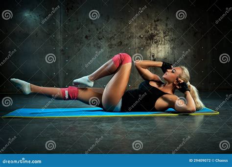 abdominal exercises stock photo image  female athlete