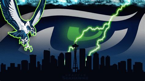 seahawks eagle logo  building lightning background hd seattle