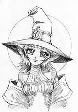 Coloring Pages Adult Witch Halloween Adults Sorcière Manga Anime Choose Board Sheets Printable Coloriages Club sketch template