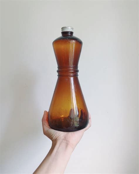 Vintage Brown Glass Bottle With Hourglass Shape Brown Glass Bottles