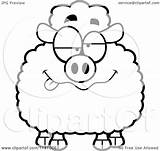 Cartoon Drunk Sheep Clipart Outlined Coloring Vector Thoman Cory Royalty sketch template