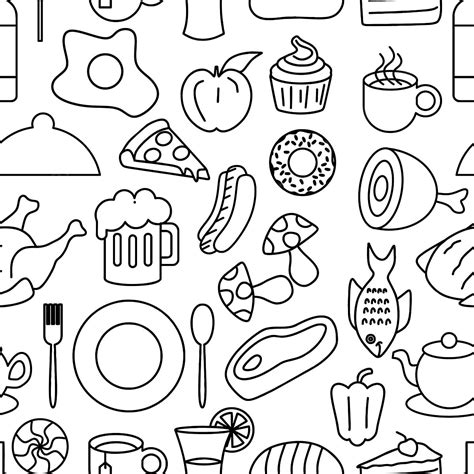 food doodle seamless pattern vector illustration  art style outline