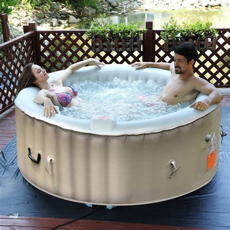 portable inflatable bubble massage spa hot tub  person relaxing outdoor white walmartcom