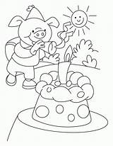 Coloring Birthday Pages Park Amusement Celebrating Popular Piggy sketch template