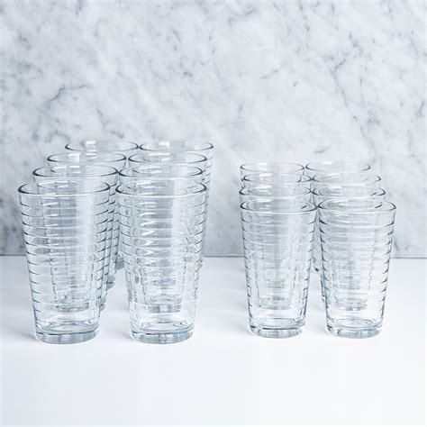 Libbey Tumbler And Rocks Hoops Drinking Glass Combo Set Of 16