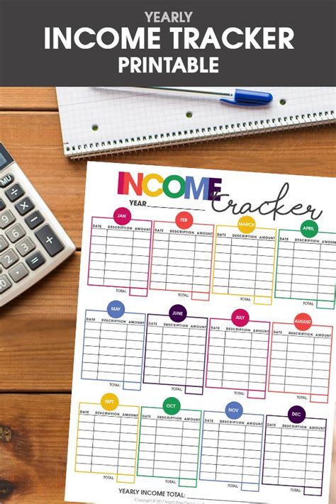printable income tracker financial organizer money tracker