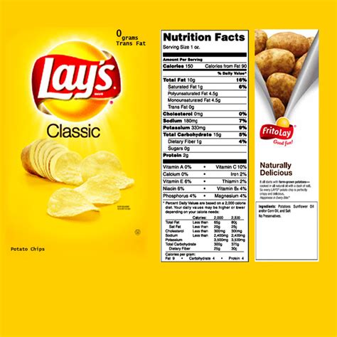lays potato chips nutrition facts label