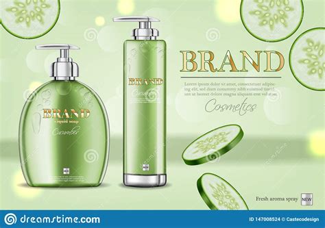 cucumber soap  shampoo vector realistic product packaging mockup cosmetics detailed white