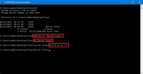 how to hide and unhide files using command prompt on