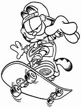 Garfield Skater Coloring Pages Skateboard Netart Print sketch template