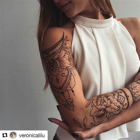 Awesome 23 Cute Henna Lace Arm Tattoo Design You Should Try More At
