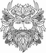 Coloring Pages Pagan Wiccan Colouring Yule Wicca Man Green Adult Printable Book King Witchcraft Holly Shadows Line Mandalas Pyrography Patterns sketch template