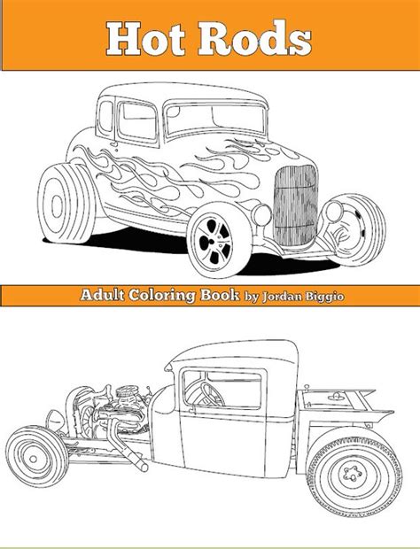 hot rods adult coloring book