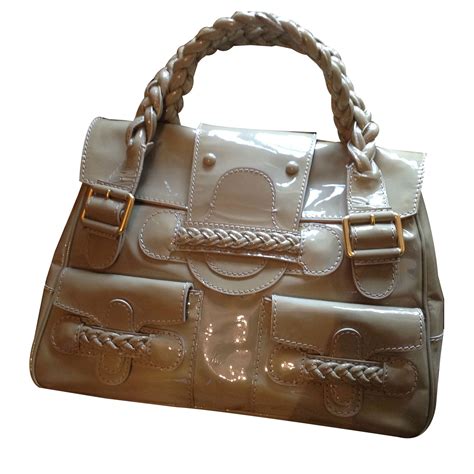 valentino handbags beige caramel patent leather ref joli closet