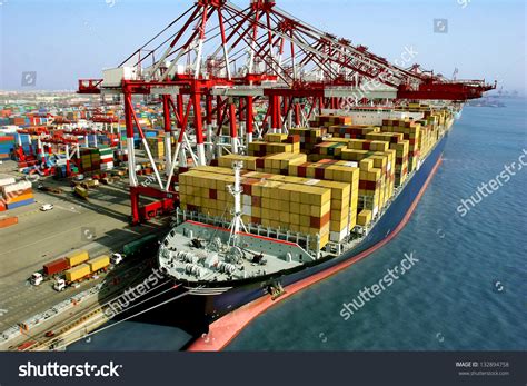 container terminal stock photo  shutterstock