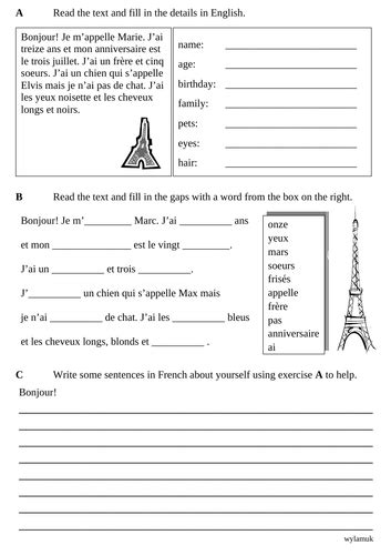 french worksheets primary language teaching resources ǀ tes