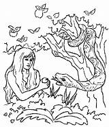 Eve Coloring Pages Adam Serpent Bible Color sketch template