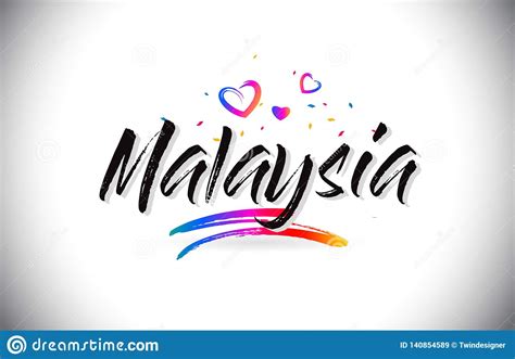 malaysia   word text  love hearts  creative handwritten font design vector stock