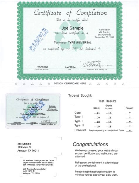 sample   epa certificate