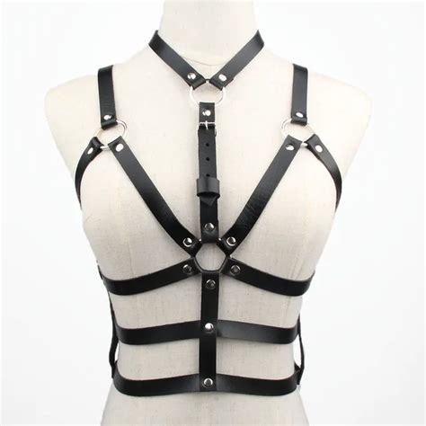 leather harness sexy women dark rock street strap harness cool collar