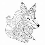 Fox Coloring Pages Fennec Doodle Face Wild Drawn Zentangle Adult Adults Monochrome Hand Style Vector Animal Dreamstime Foxes Getcolorings Getdrawings sketch template