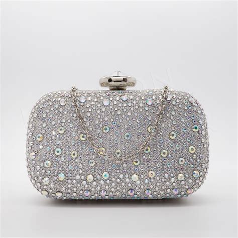 ladies silver diamante clutch bag party bridal evening handbag wedding prom ebay