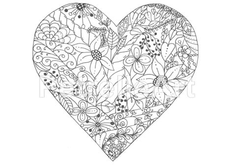 coloring page heart digital  handmade etsy