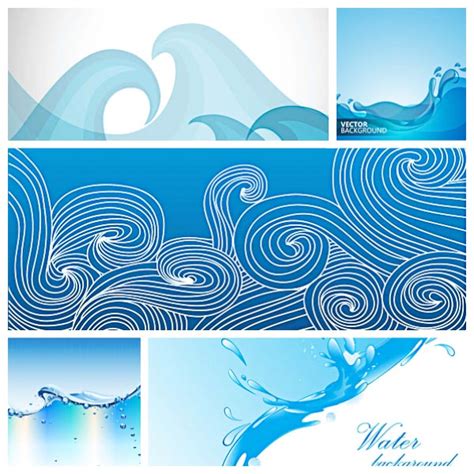 water background wave set vector free download