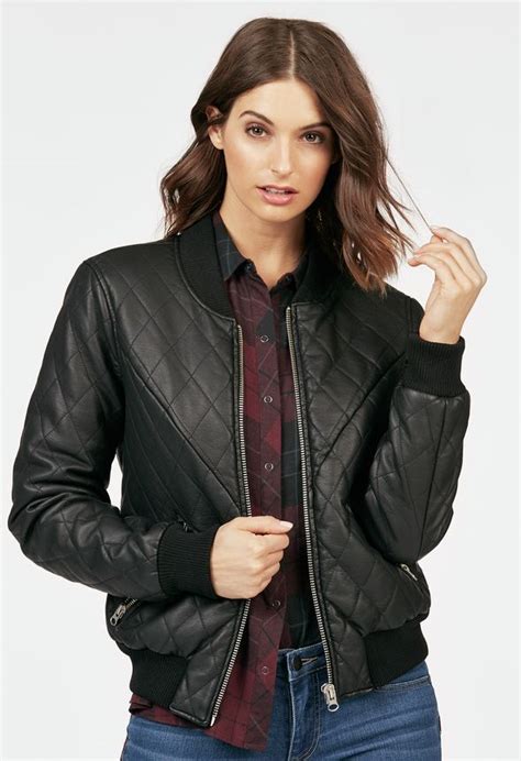 faux leather bomber jacket  black  great deals  justfab