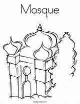 Coloring Mosque Masjid Pages Drawing Getcolorings Getdrawings Temple sketch template